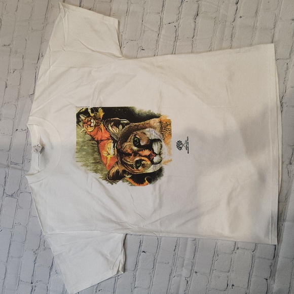 Humane society wildlife cougar tiger Land trust tshirt tee shirt top L - Picture 1 of 3